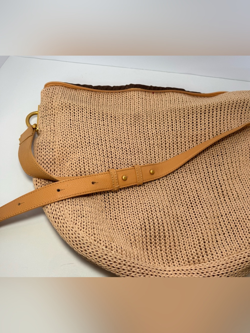 Americana by Sharif Boho Tan Woven Crochet Knit Slouchy Hobo Shoulder Bag - Picture 14 of 14